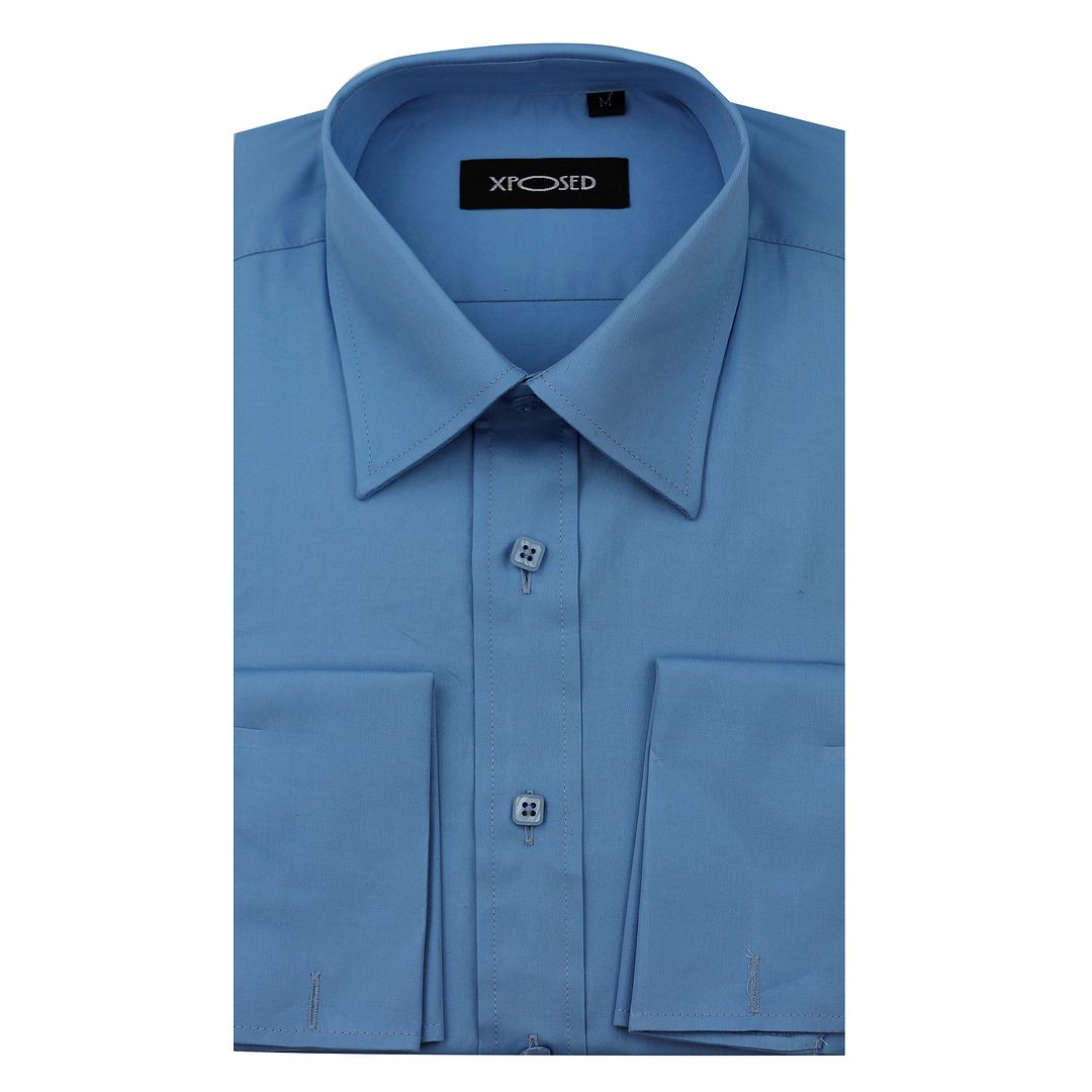 Herren Baumwolle reich Langarm Doppelmanschettenglieder Smart Formal